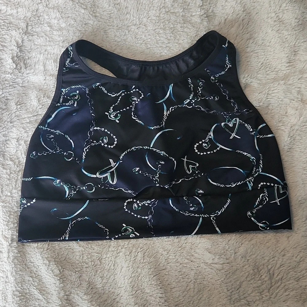 Victoria Sport Navy & Silver Racerback Sports Bra - Picture 2 of 16
